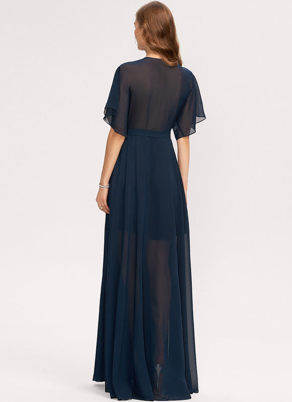 Robe Trapèze Longue Beige Élégante - gallery 3