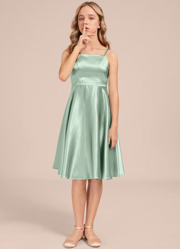 Robe Trapèze Satinée Menthe Douce - gallery 3