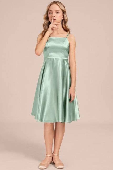 Robe Trapèze Satinée Menthe Douce - gallery 3