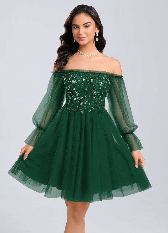 Robe Trapèze Éclat Vert Tulle