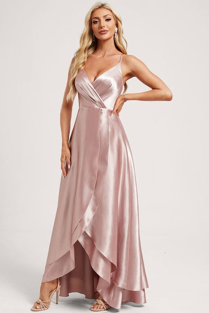 Robe Trapèze Satin Bleu Élégant - gallery 1