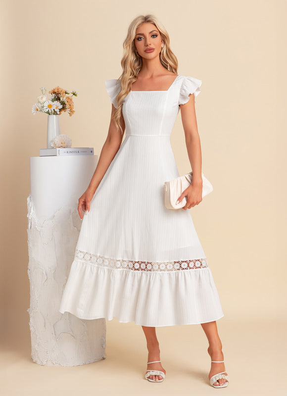 Robe Trapèze Flottante Blanche - gallery 4