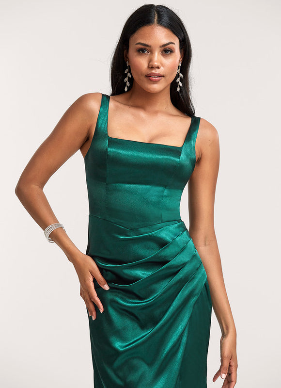 Robe Trapèze Satinée Dorée - gallery 3