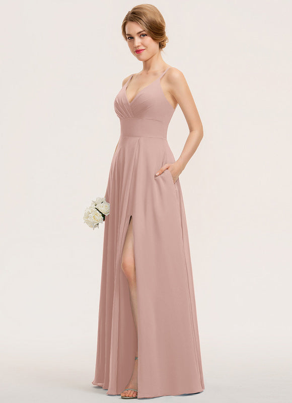 Robe Trapèze Bleu Élégant Longue - gallery 3