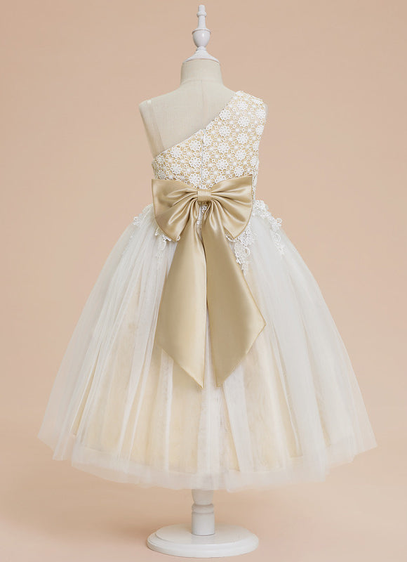 Robe Trapèze Nœud Écru Tulle