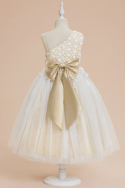 Robe Trapèze Nœud Écru Tulle