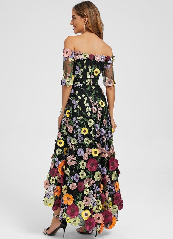 Robe Trapèze Asymétrique Éclat Floral - gallery 5