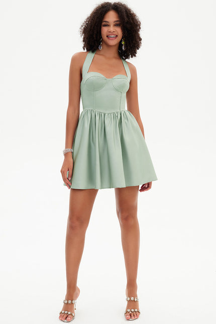Robe Trapèze Verte Éclatante - gallery 8