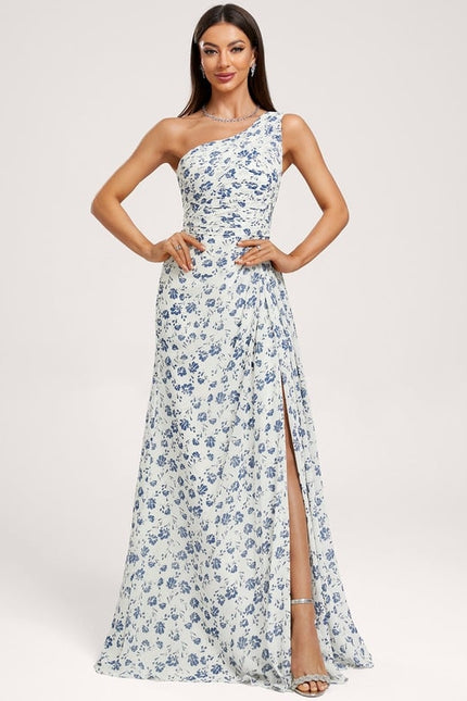 Robe Trapèze Asymétrique Beige - gallery 1