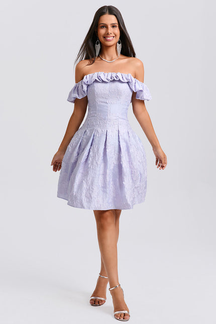 Robe Trapèze Lavande Fleurie - gallery 3