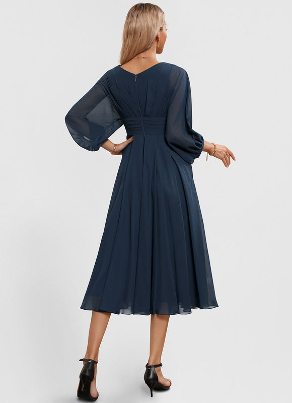 Robe Trapèze Florale Marine - gallery 4