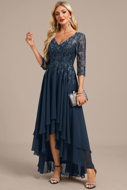 Robe Trapèze Asymétrique Dentelle - gallery 3