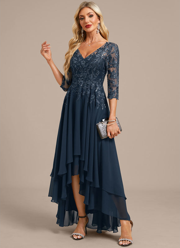 Robe Trapèze Asymétrique Dentelle - gallery 3