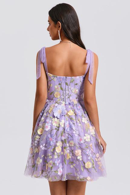 Robe Trapèze Fleurie Lavande - gallery 2