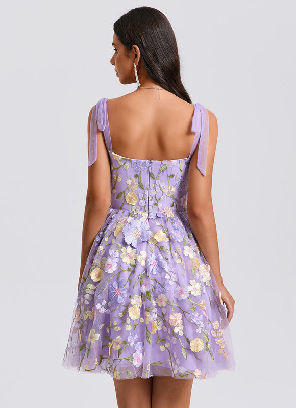 Robe Trapèze Fleurie Lavande - gallery 2