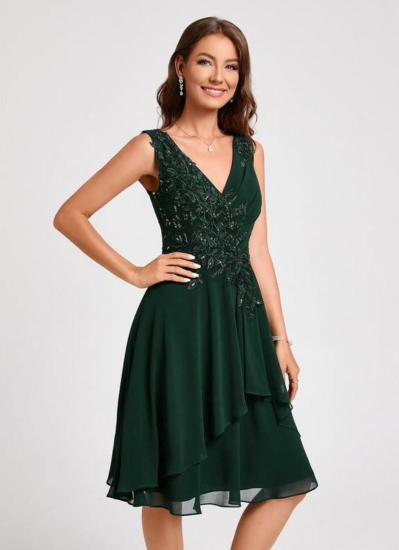 Robe Trapèze Éclat Vert Émeraude - gallery 5