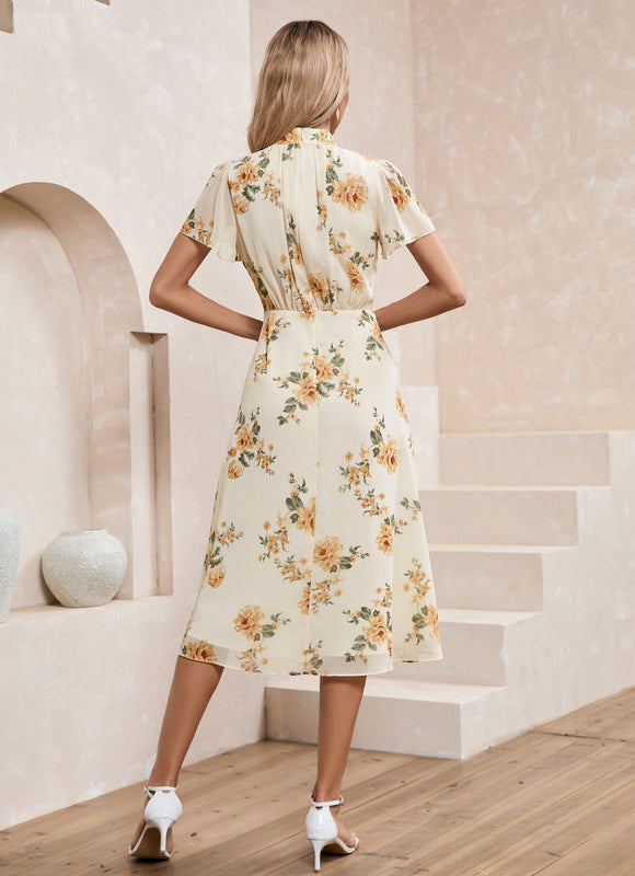 Robe Trapèze Fleur De Crème - gallery 1