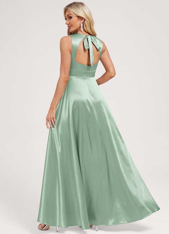Robe Trapèze Satin Émeraude Enchanté - gallery 2