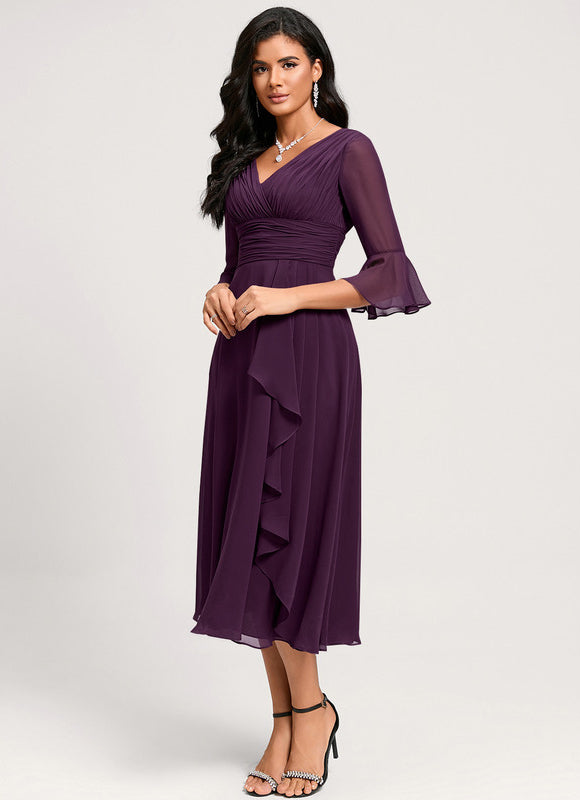 Robe Trapèze Florale Marine - gallery 3