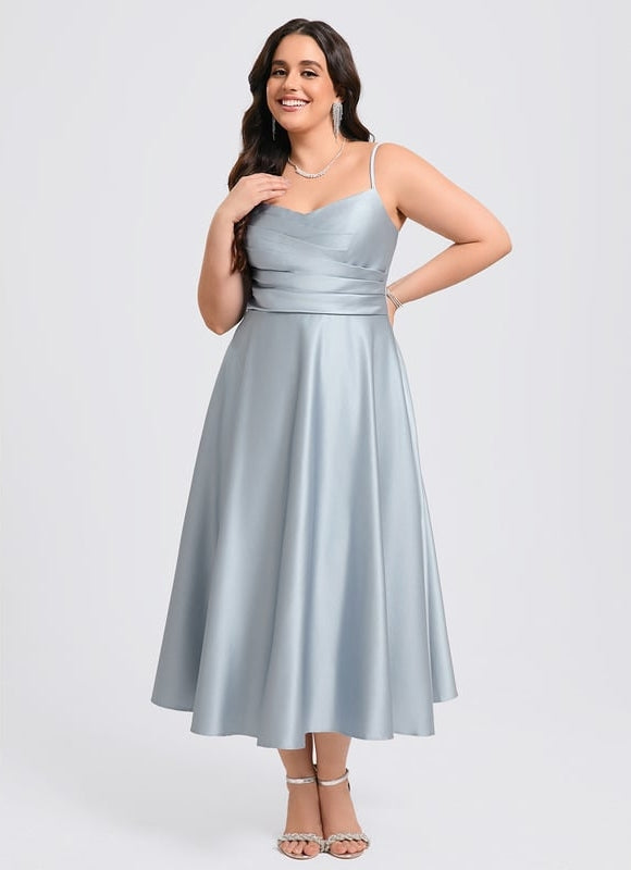 Robe Trapèze Céleste Satinée - gallery 6