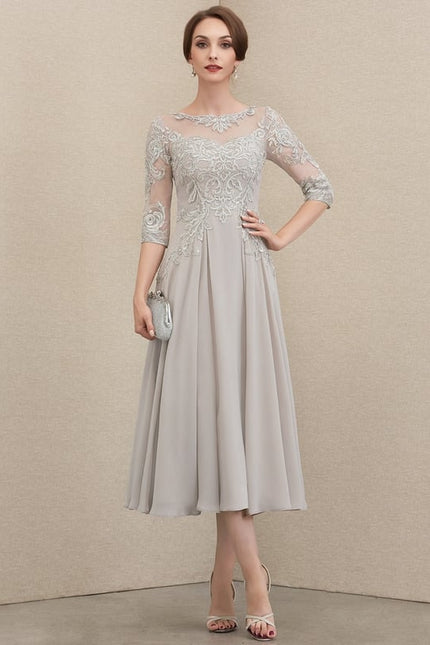 Robe Trapèze Gris Lumineux Élégance - gallery 2