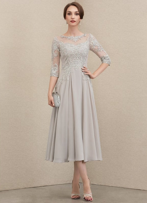 Robe Trapèze Gris Lumineux Élégance - gallery 2