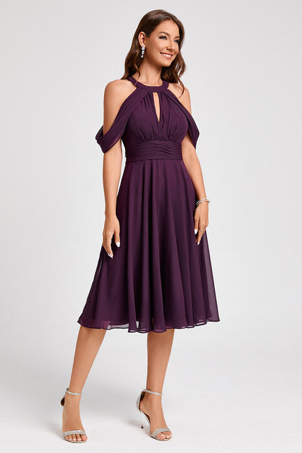 Robe Trapèze Chic Mousseline Violet - gallery 5