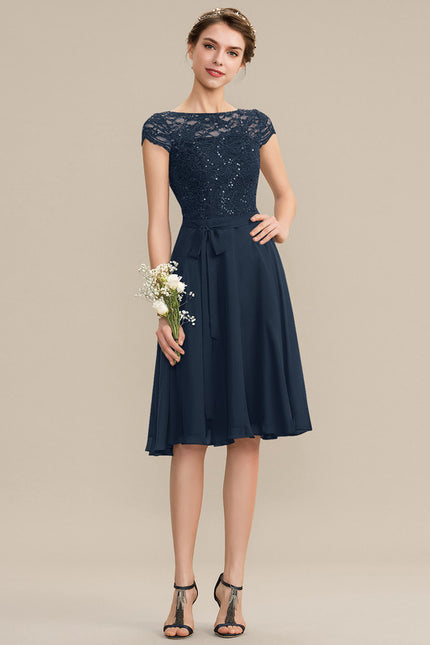 Robe Trapèze Bleu Marine Dentelle - gallery 5