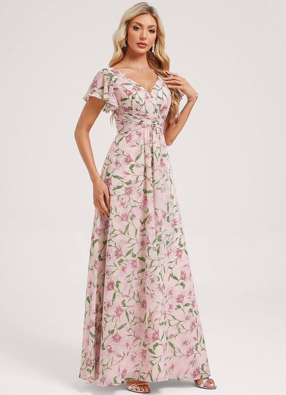 Robe Trapèze Mousseline Fendue - gallery 1