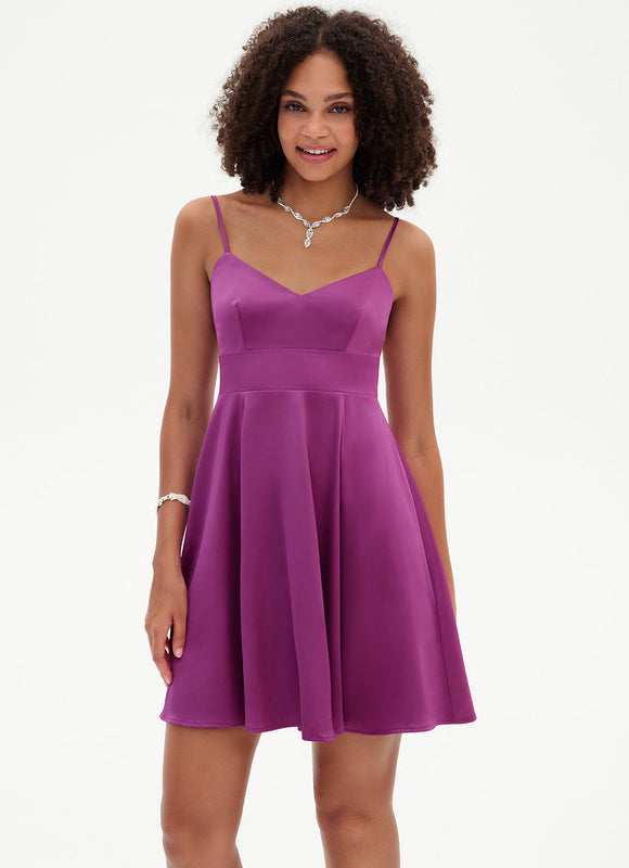 Robe Trapèze Mini Noir Satiné - gallery 5