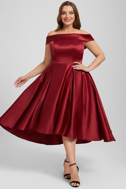 Robe Trapèze Rouge Satin Couture - gallery 6