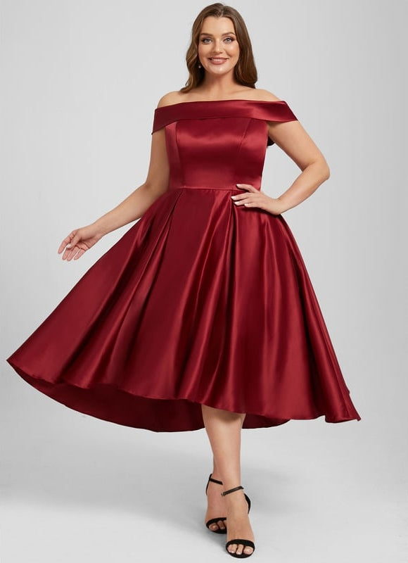 Robe Trapèze Rouge Satin Couture - gallery 6