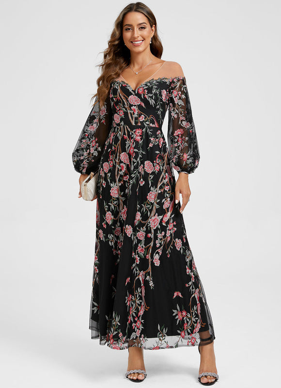 Robe Trapèze Éthérée Noire - gallery 2