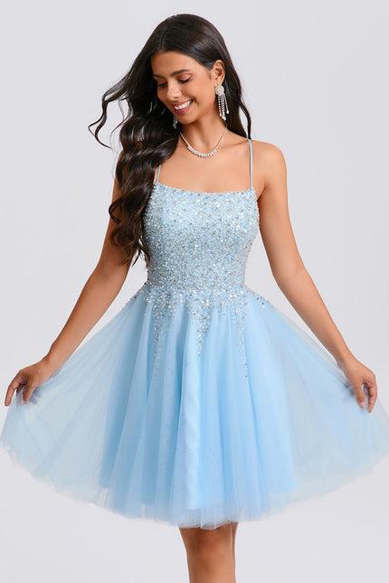 Robe Trapèze Tulle Céleste - gallery 2
