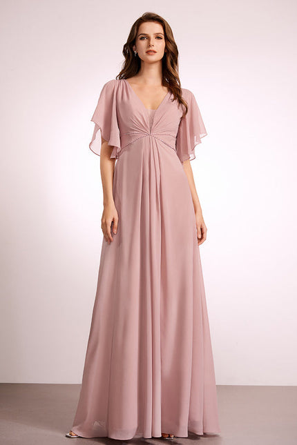 Robe Trapèze Longue Beige Élégante - gallery 3