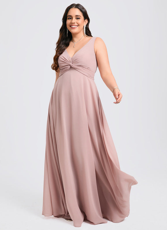 Robe Trapèze Longue Beige Élégante - gallery 6