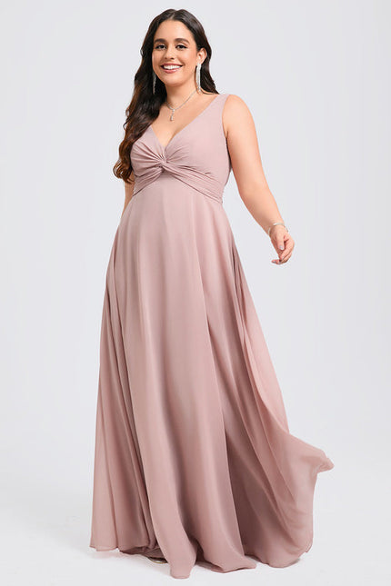 Robe Trapèze Longue Beige Élégante - gallery 6