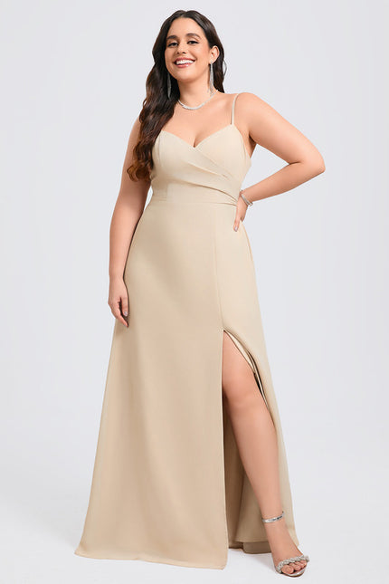 Robe Trapèze Longue Beige Élégante - gallery 5