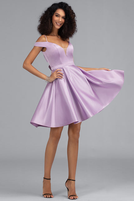 Robe Trapèze Lilas Satiné - gallery 4