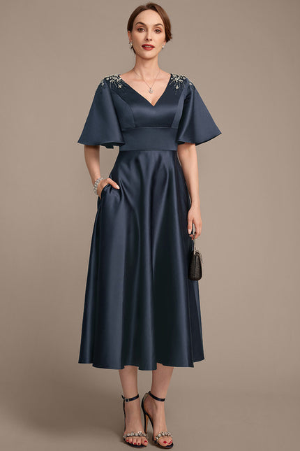 Robe Trapèze Nocturne Satinée - gallery 5