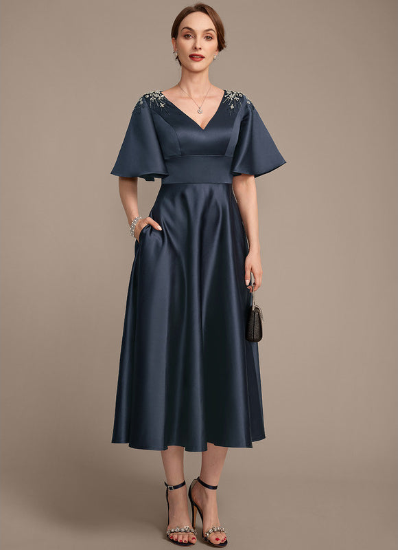 Robe Trapèze Nocturne Satinée - gallery 5