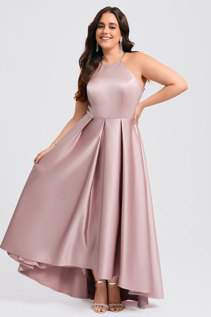 Robe Trapèze Satin Rosé Élancé - gallery 5