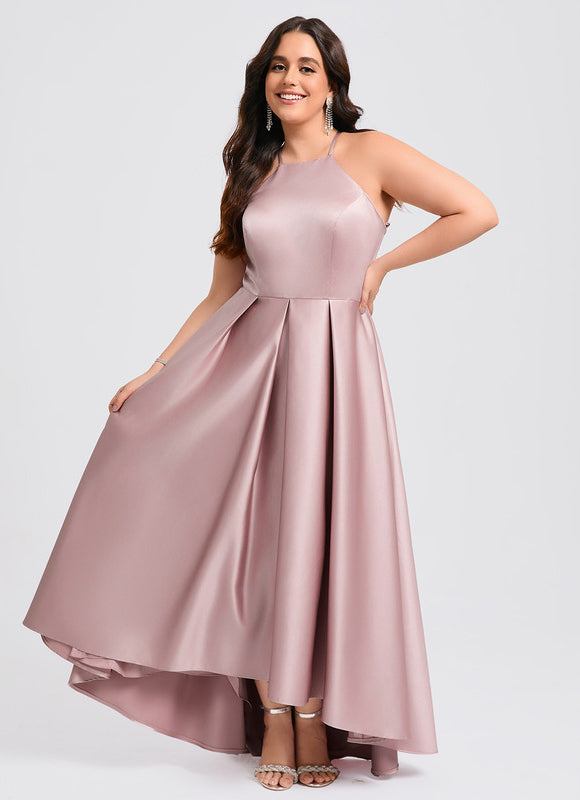 Robe Trapèze Satin Rosé Élancé - gallery 5
