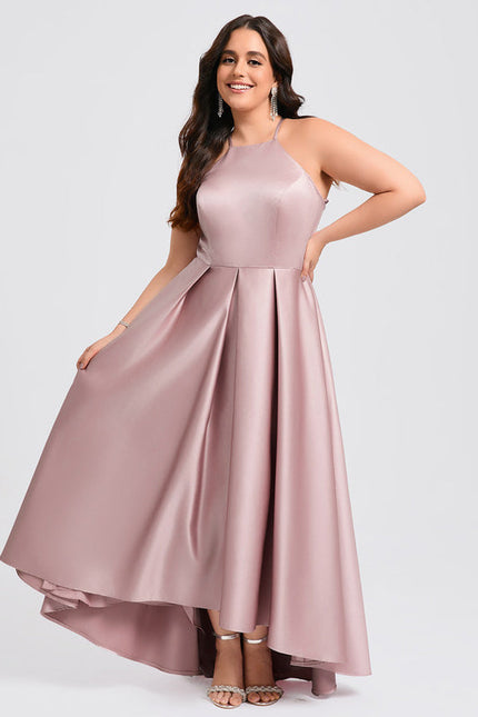 Robe Trapèze Satin Rosé Élancé - gallery 5