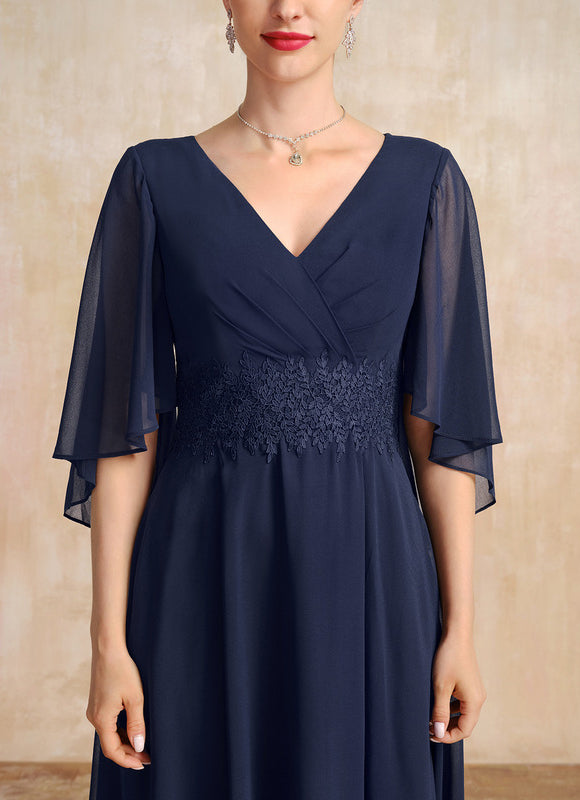 Robe Trapèze Chiffon Marine - gallery 6