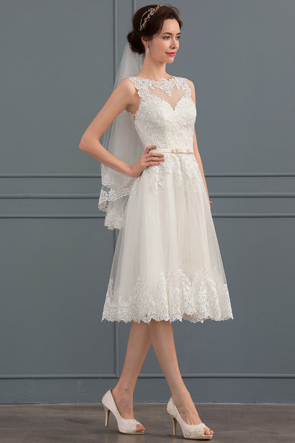 Robe Trapèze Ivoire Dentelle Satin Tulle - gallery 3