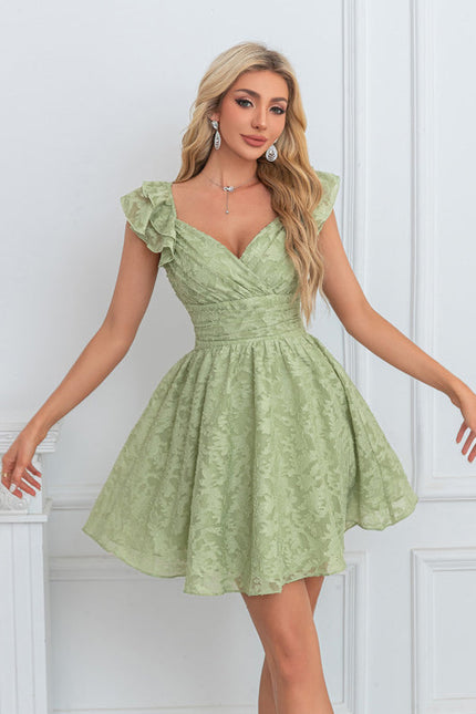 Robe Trapèze Verte Florale