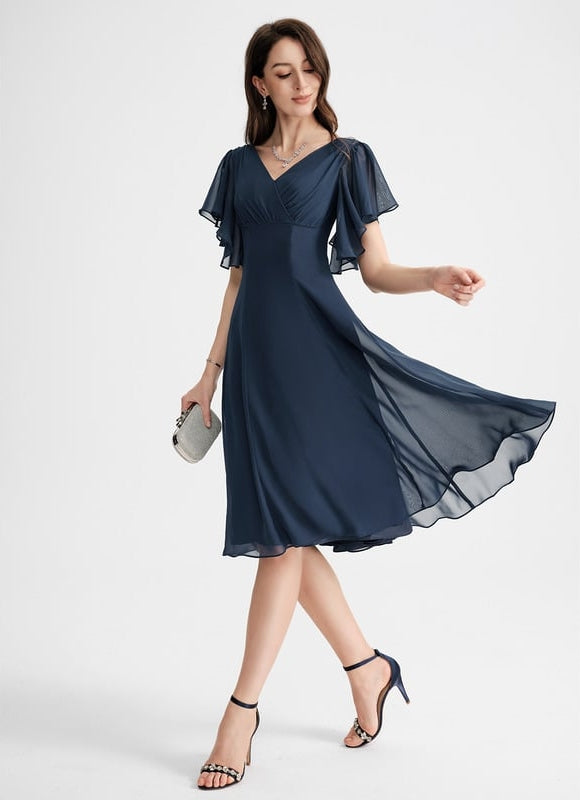 Robe Trapèze Drapé Élégant Chic - gallery 2
