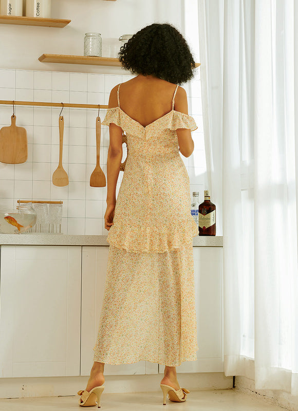 Robe Trapèze Nuit Fleurie Asymétrique - gallery 4