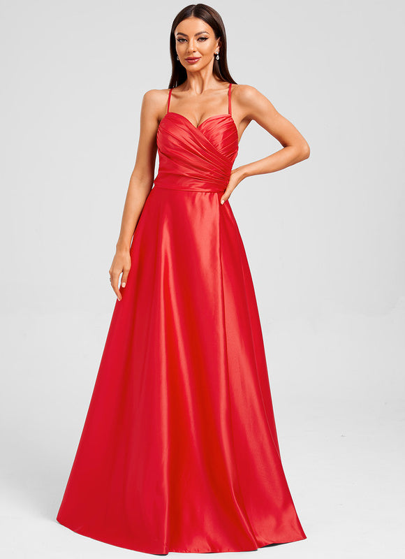 Robe Trapèze Éclat Rubis Flottant